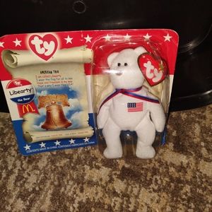 TY McDonald's Beanie Baby " Liberty the Bear " 1996 RAREl.